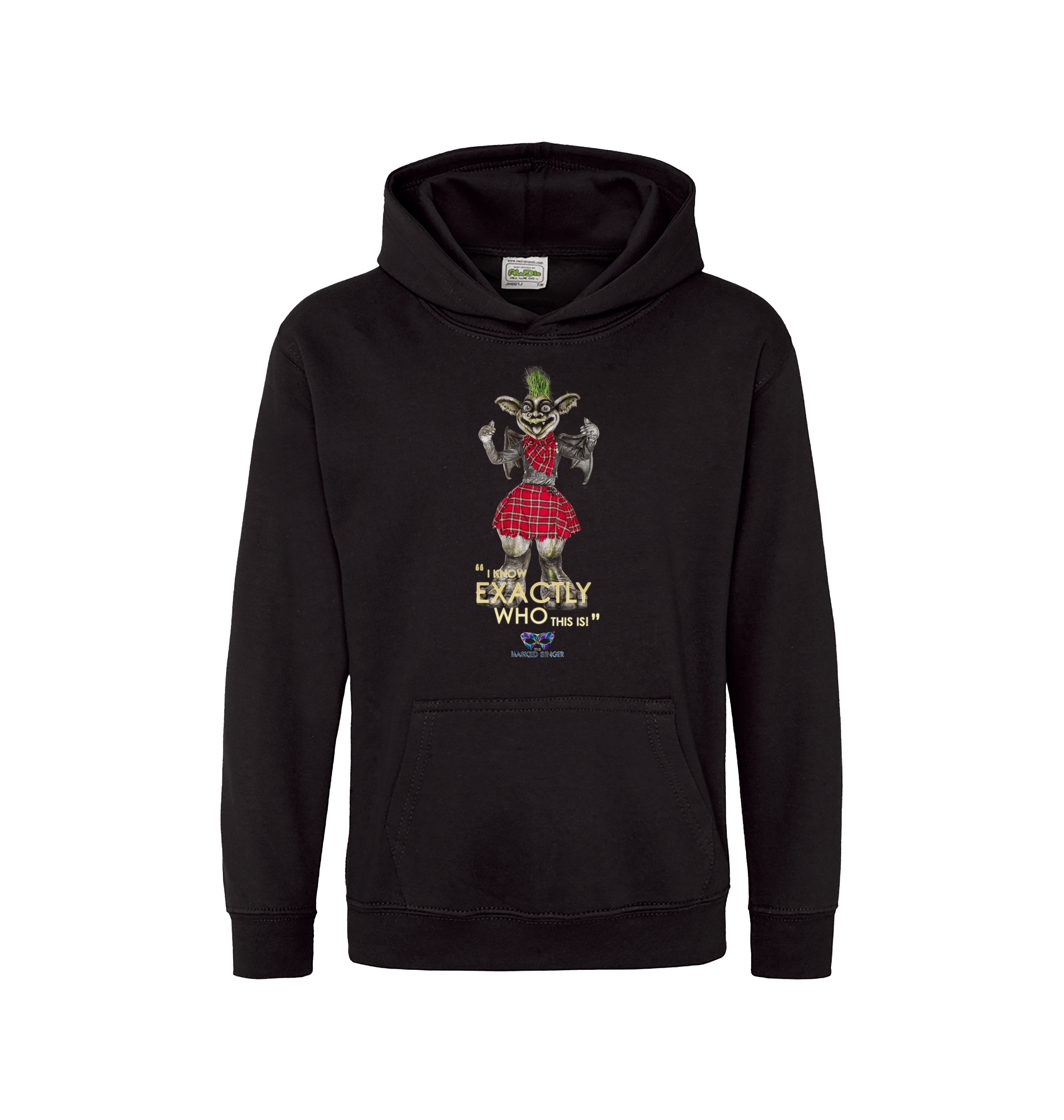 Jet Black Printed Kids Hoodie Front